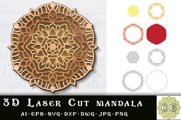 Download Modern 3D Laser Cut Mandala - Modern Collection