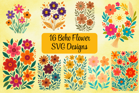 Download Modern Boho Flower SVG Designs - Modern Collection