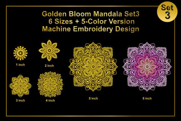 Download Golden Bloom Mandala Set 3 - Golden Collection