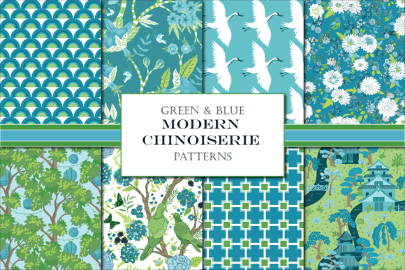 Download Modern Asian Patterns Blue Green - Modern Collection