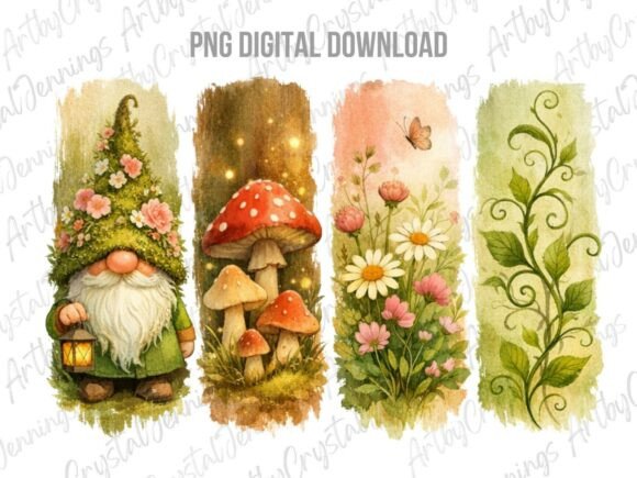 Download Floral Mushroom Garden Gnome Brushstroke - Garden Collection