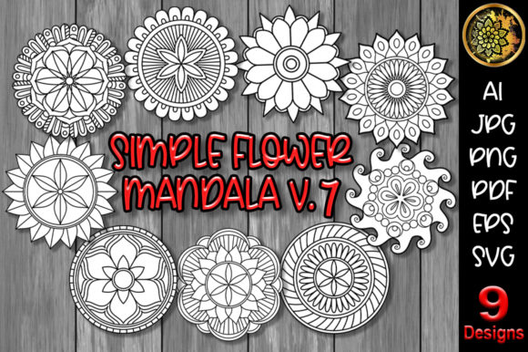 Download Simple Flower Mandala Set-7 - Flower mandala Collection