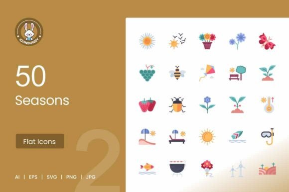 Download 50 Seasons Flat Multicolor Icons - Multicolor Collection